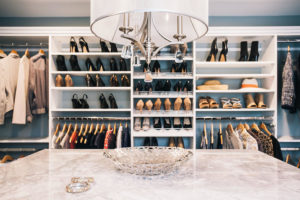 Master closet shoe shelves